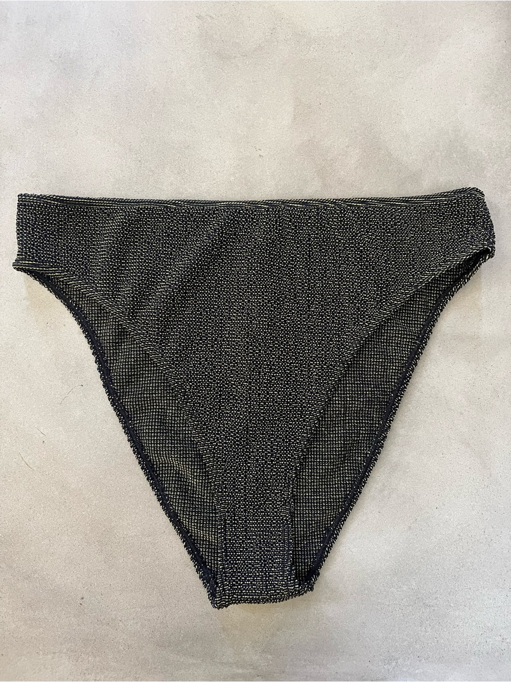 Good American Always Fits Metallic High Waist Bikini Bottom Black & Gold 4/5XL